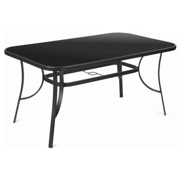 UrbanGlass – Baštenski Sto sa Kaljenim Staklom i Čeličnim Okvirom