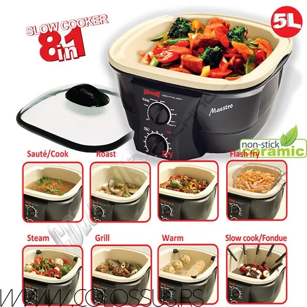 MultiChef 8in1 – Višenamenski Krčko Aparat za Kuvanje 5L sa Dodatkom za Paru i Prženje