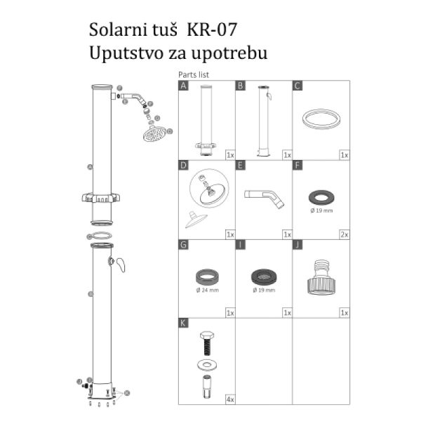 Solarni tuš 20L sa slavinom