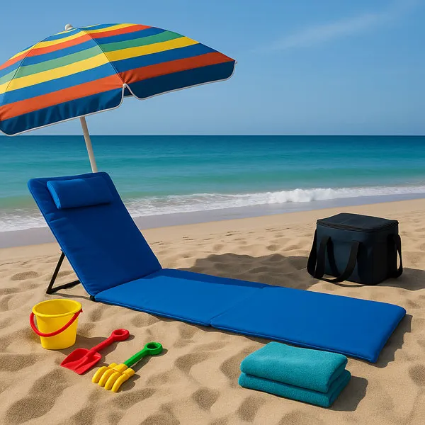 Sklopiva Ležaljka sa Naslonom 140x39 cm – Plava Svežina za Vaš Odmor