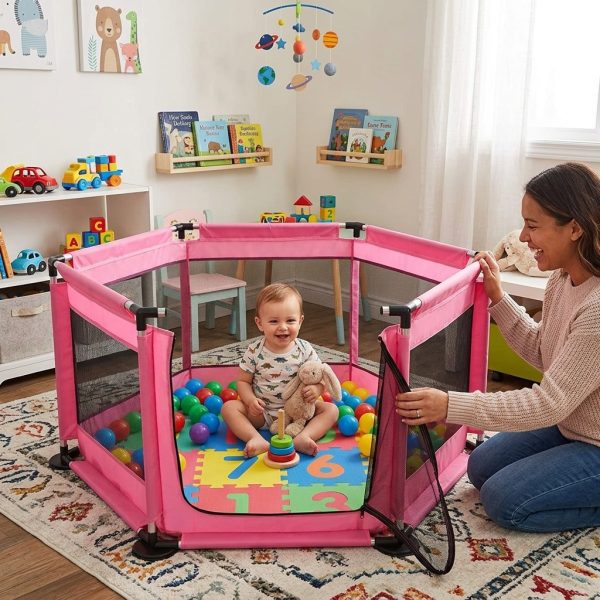 Prenosiva ogradica za decu 615 roze