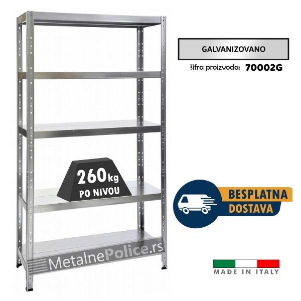 Polica metal metal 195x120x40cm 5x260kg galva
