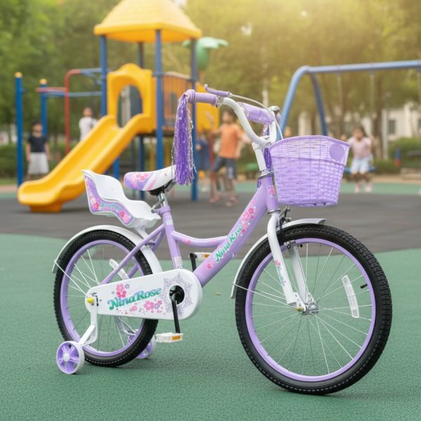 Dečiji bicikl Nina Rose Model 722-20 – ljubičasti, 20” točkovi i pomoćni točkići