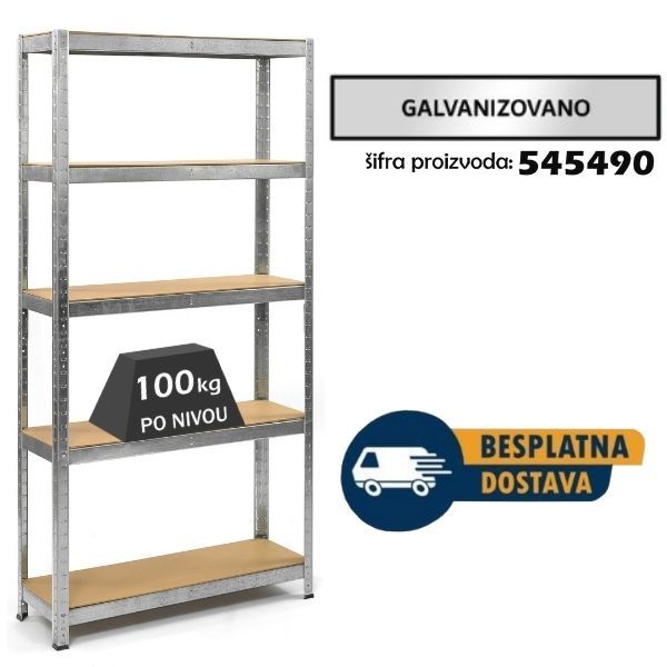 Polica metal-medijapan 180x90x35cm 5X100kg