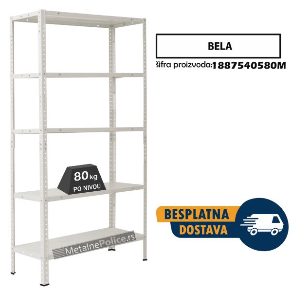 Polica metal-metal 188x75x40 5x80kg BELA