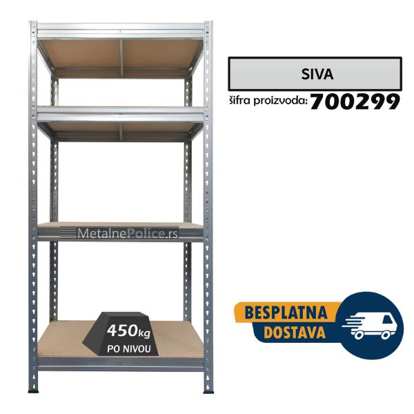 Polica metal-medijapan PRO 200x100x60cm 4x450kg