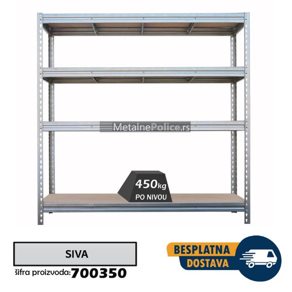 Polica metal-medijapan PRO 200x200x60cm 4x450kg