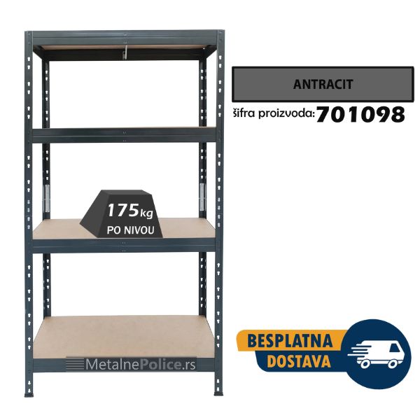 Polica metal-medijapan PRO EB52 180x90x45cm 4x175kg