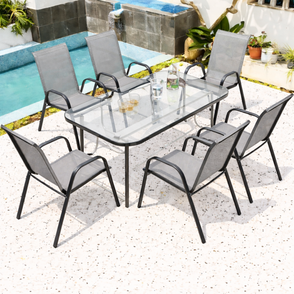 Progarden set siva ( 6 stolica + sto )