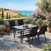 Baštenska garnitura crna – set 4 stolica i sto sa kaljenim staklom (150 cm)
