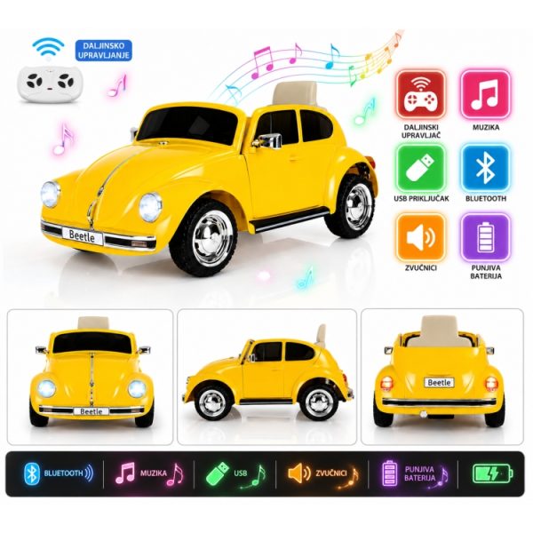 Auto na akumulator VW BEETLE JE1818 - žuta