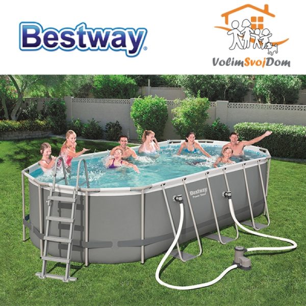Bazen za dvorište Bestway Power Steel Ovalni 549x274x122cm sa kompletnom opremom 56710